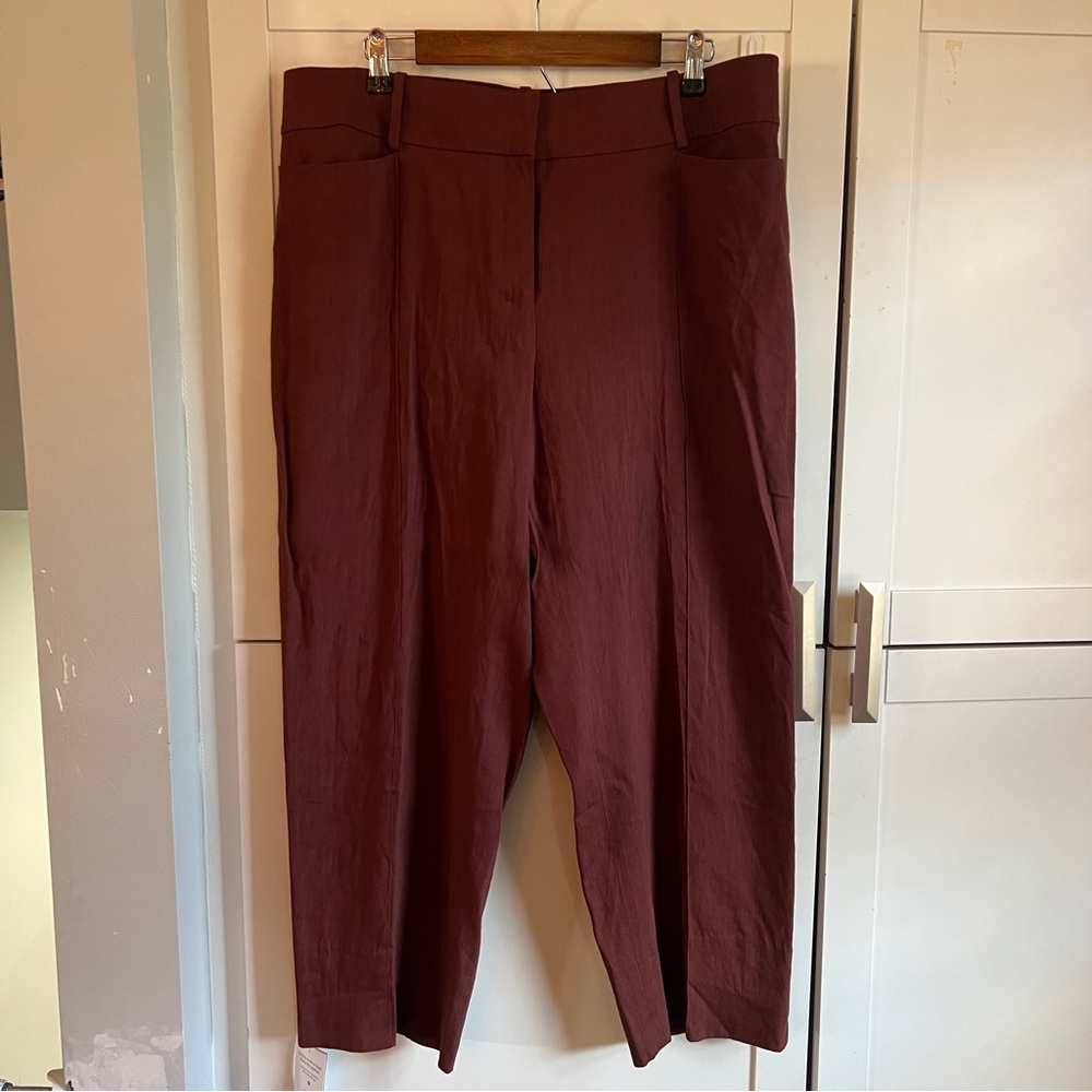 MM Lafleur Stretch Linen Chester Pant in Sumac, Size 14 NWT